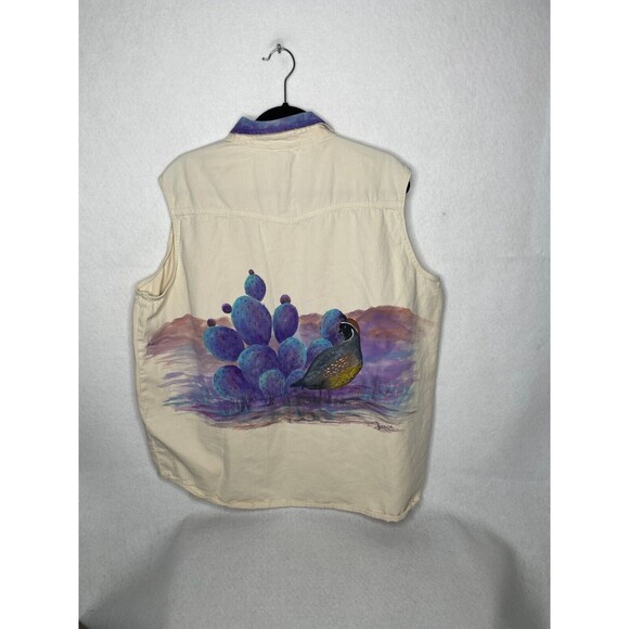 Kikomo Women Vest 22W/22M All over Back Painted Off White Jean Trendy  90's - Picture 7 of 8